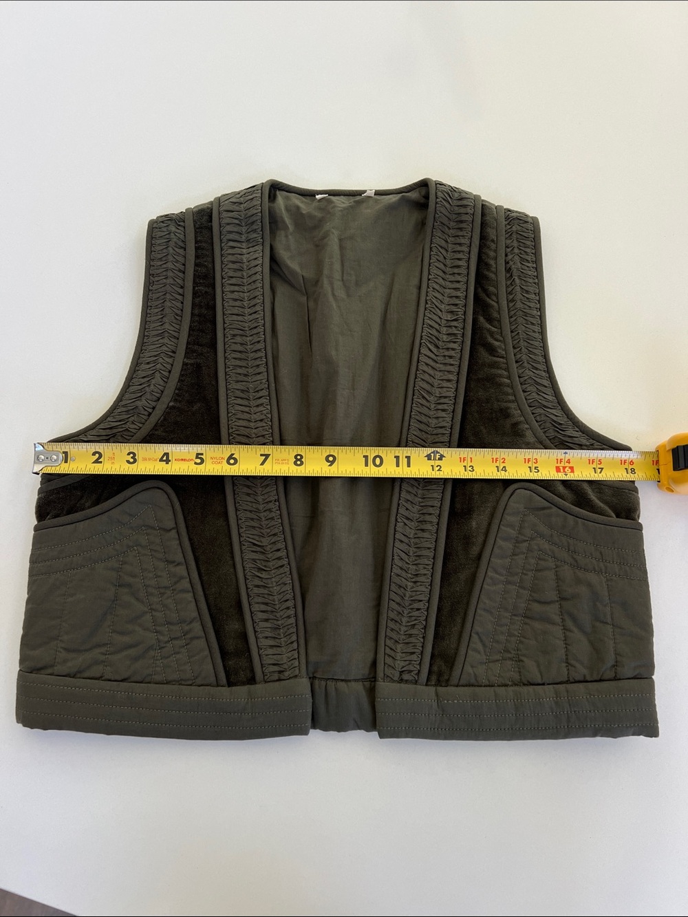 SEZANE julian khaki green organic cotton vest quilted waistcoat jacket small - Picture 6 of 8